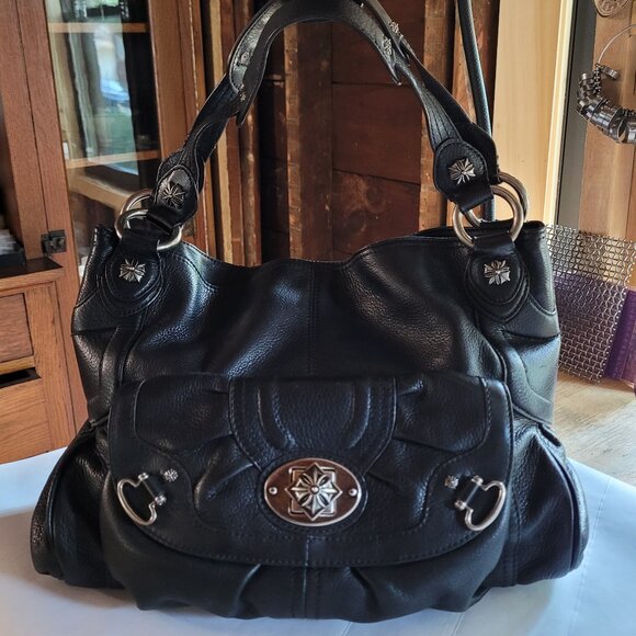 B. Makowsky Leather Satchel in Black - Picture 2 of 10